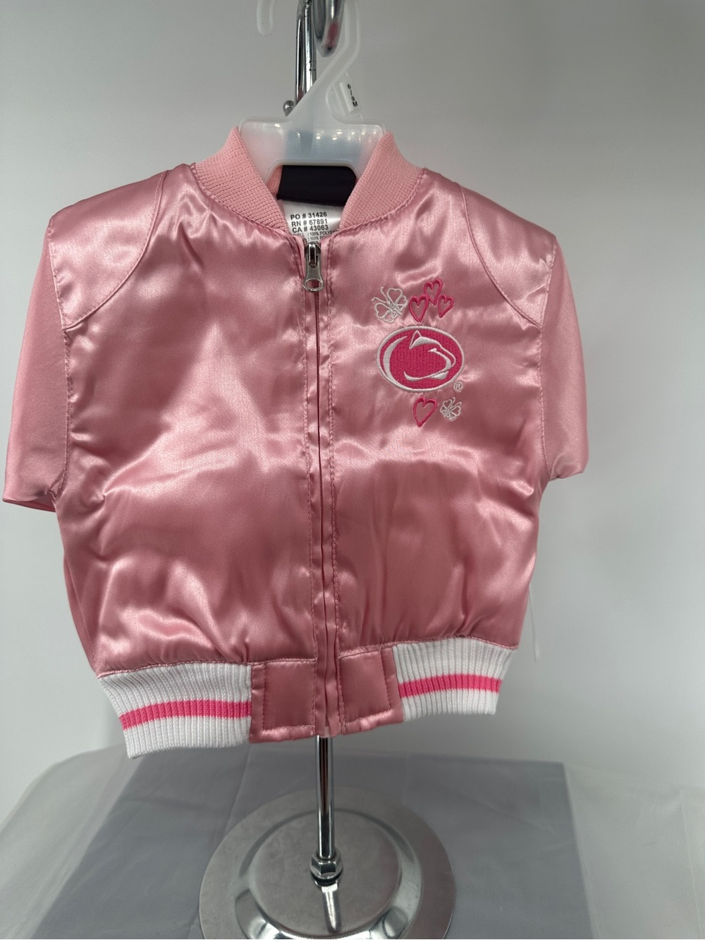 NWT Genuine Stuff pink satin Penn State lion letterman jacket